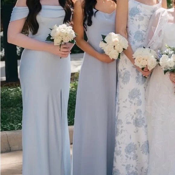 Ice blue birds grey bridesmaid dress - Picture 5 of 5